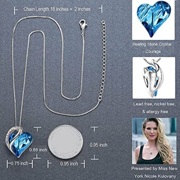 Heart Necklace with Crystal Pendant - Picture 3 of 4